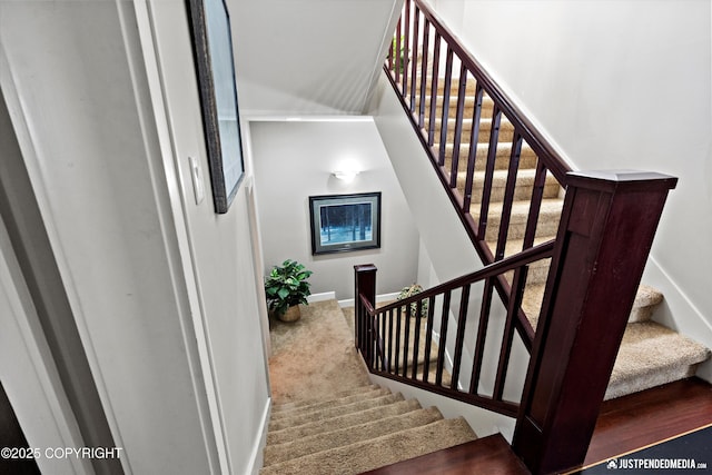 9900 Hillhaven Cir, Anchorage, AK 99507 - staircase with baseboards and carpet flooring