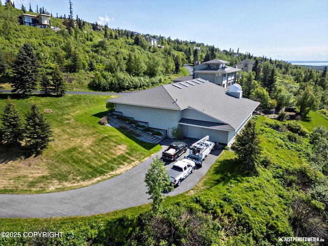 9900 Hillhaven Cir, Anchorage, AK 99507 - view from above of property featuring a heavily wooded area