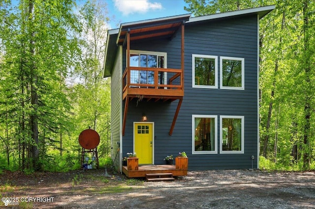 23069 Christiansen Lake Rd, Talkeetna, AK 99676 - rear view of property featuring a balcony