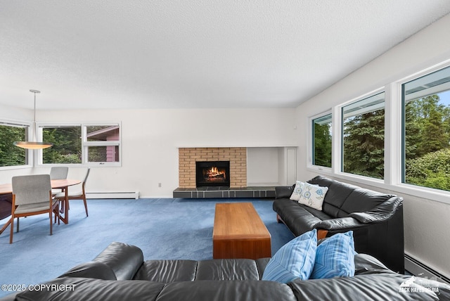 3750 Winterset Dr, Anchorage, AK 99508 - carpeted living room with a baseboard radiator and a textured ceiling