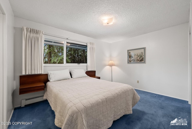3750 Winterset Dr, Anchorage, AK 99508 - carpeted bedroom with a baseboard heating unit and a textured ceiling