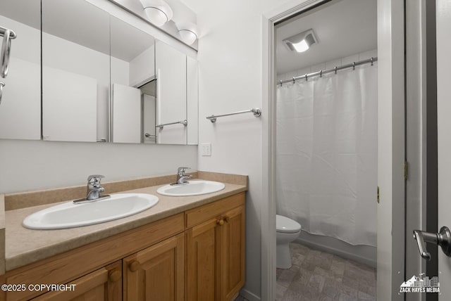3750 Winterset Dr, Anchorage, AK 99508 - full bathroom with double vanity and shower / bath combination with curtain