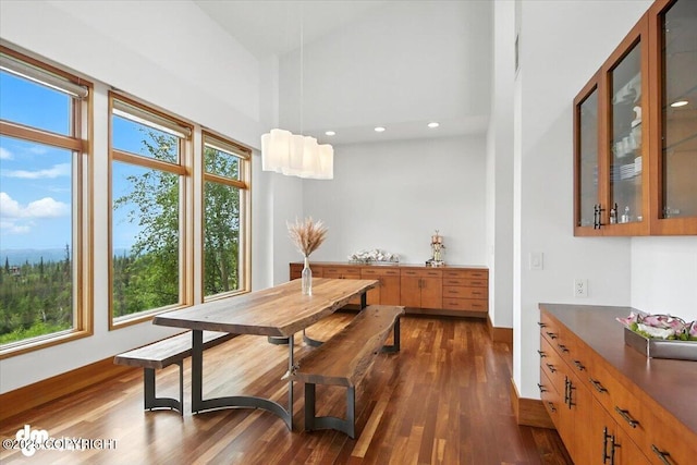 10500 Blackwolf Cir, Anchorage, AK 99507 - dining room with dark wood finished floors and recessed lighting