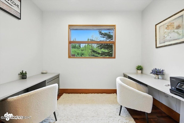 10500 Blackwolf Cir, Anchorage, AK 99507 - office area featuring wood finished floors and baseboards