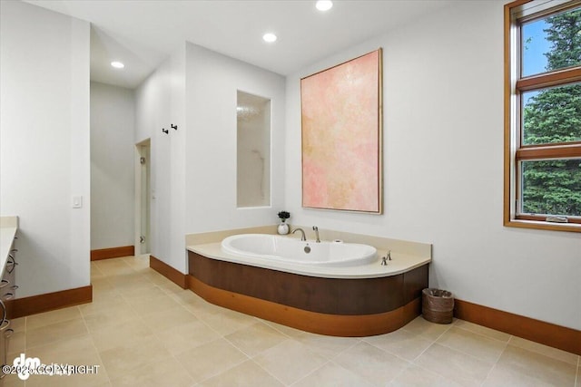 10500 Blackwolf Cir, Anchorage, AK 99507 - full bath with a bath, recessed lighting, vanity, and tile patterned floors