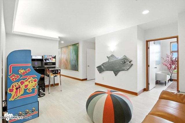 10500 Blackwolf Cir, Anchorage, AK 99507 - recreation room with wood finished floors and recessed lighting