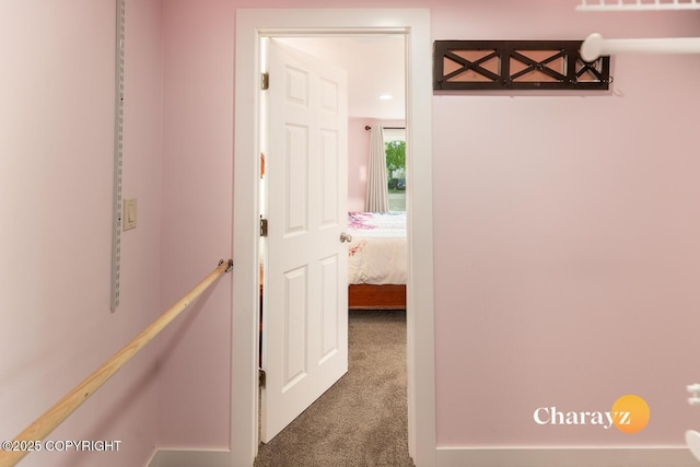 799 8th Ave, Fairbanks, AK 99701 - corridor featuring carpet and an upstairs landing