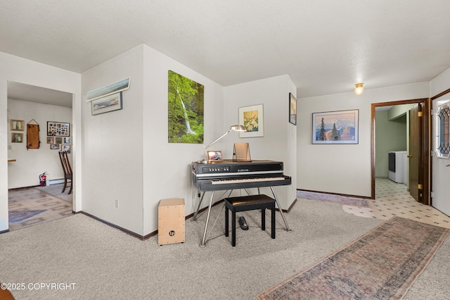 48160 Snowflake Ct, Soldotna, AK 99669 - living area featuring carpet floors and washer / dryer