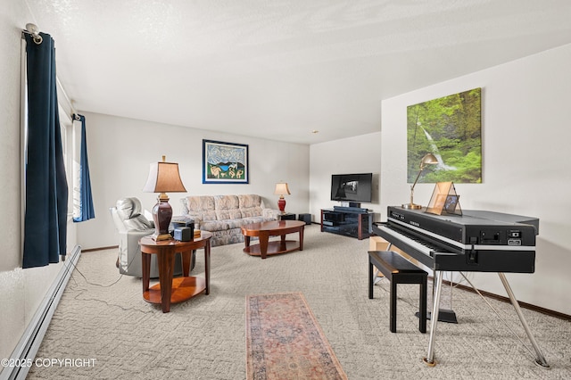 48160 Snowflake Ct, Soldotna, AK 99669 - living room with baseboard heating and carpet flooring