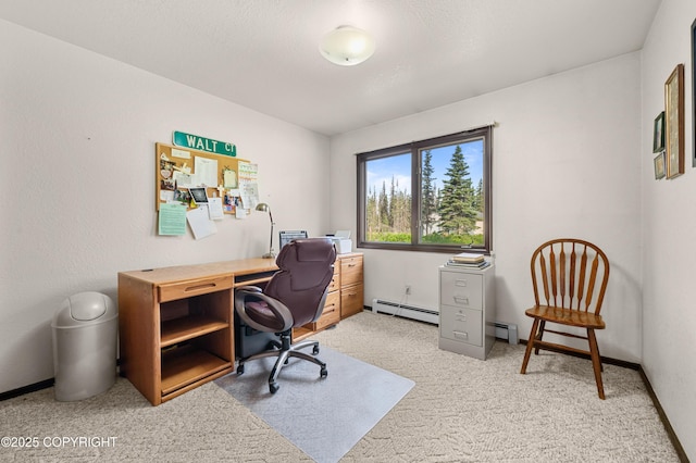48160 Snowflake Ct, Soldotna, AK 99669 - office with light colored carpet and a baseboard heating unit