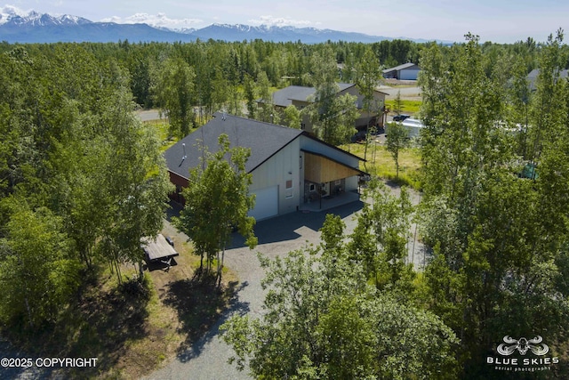 6961 S Hangar Talk Cir, Wasilla, AK 99623 - view of subject property featuring mountains and a heavily wooded area