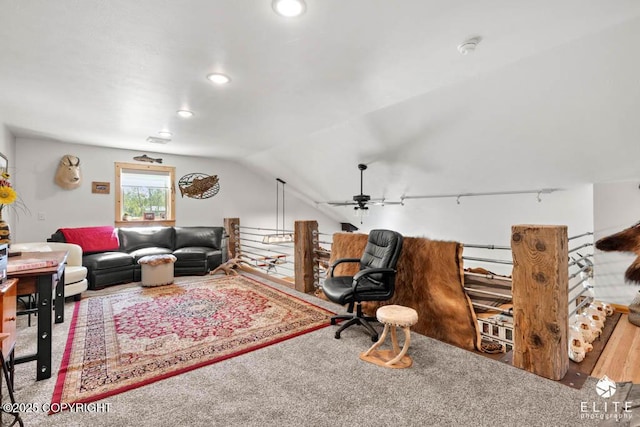 6961 S Hangar Talk Cir, Wasilla, AK 99623 - office with recessed lighting and vaulted ceiling