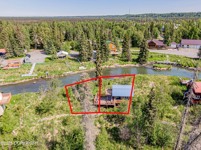 45638 Back Troll, Kenai, AK 99611 - aerial overview of property's location featuring property boundaries highlighted and a forest