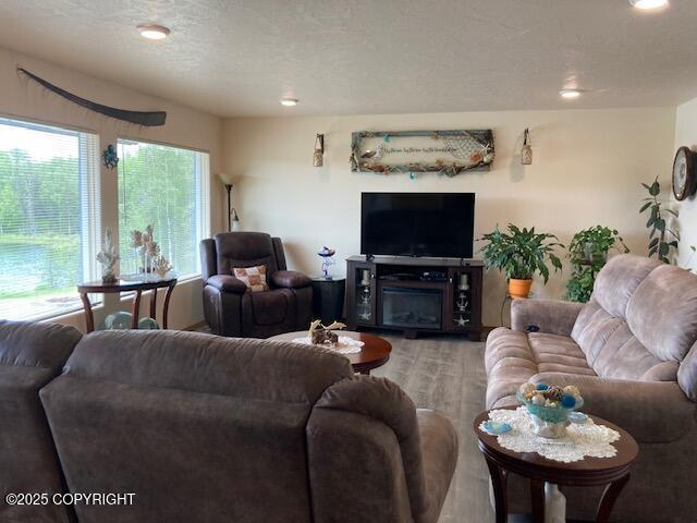 50470 Maranatha Ln, Nikiski/North Kenai, AK 99611 - living room with wood finished floors and recessed lighting
