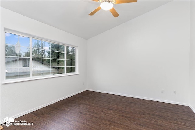 5621 Sapphire Loop Unit 18A, Anchorage, AK 99504 - spare room with wood finished floors, lofted ceiling, baseboards, and ceiling fan