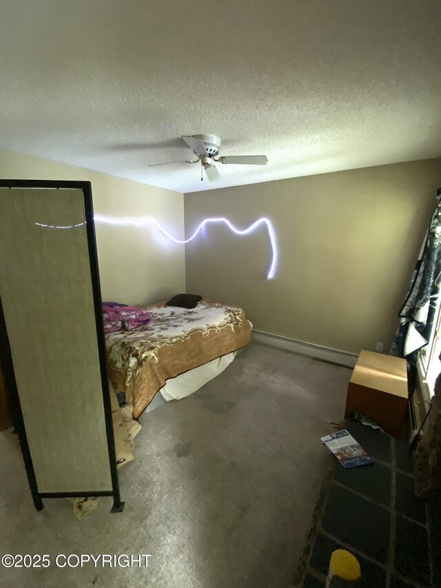 7766 Boundary Ave # G3, Anchorage, AK 99504 - bedroom with a textured ceiling and ceiling fan