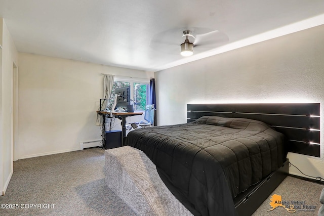 2003 Jamestown Cir, Anchorage, AK 99507 - bedroom featuring a baseboard radiator, carpet flooring, and ceiling fan