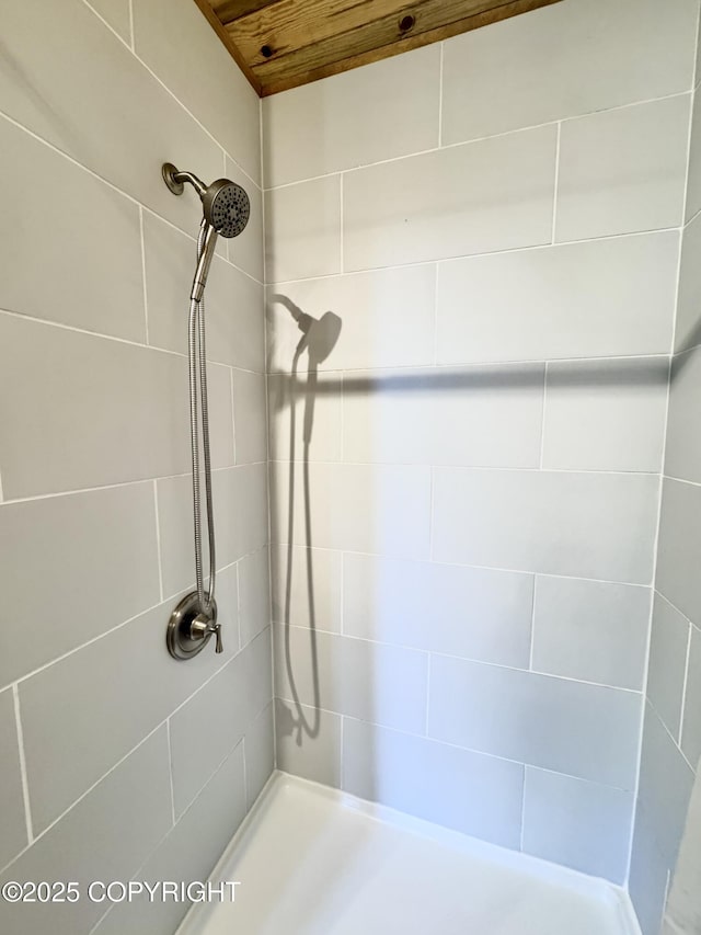 36339 Maria Rd, Homer, AK 99603 - full bathroom featuring a tile shower and wood ceiling