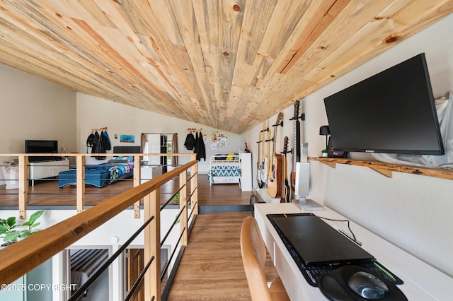 36339 Maria Rd, Homer, AK 99603 - interior space with light wood-type flooring, wooden ceiling, and an office area