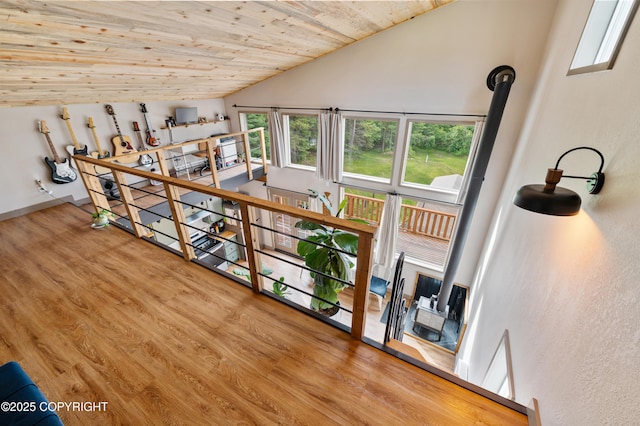 36339 Maria Rd, Homer, AK 99603 - unfurnished office featuring lofted ceiling, wooden ceiling, and wood finished floors