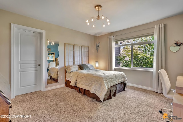 2842 Ensign Dr, Anchorage, AK 99515 - bedroom with a chandelier and carpet flooring