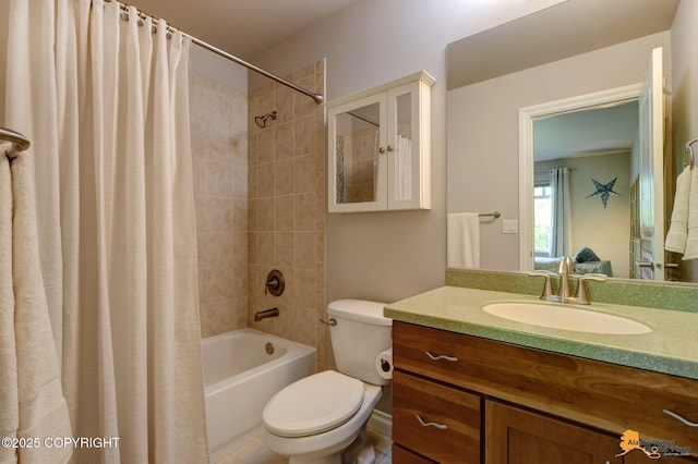 2842 Ensign Dr, Anchorage, AK 99515 - bathroom featuring vanity and shower / bath combo with shower curtain