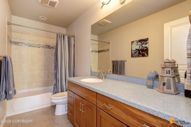 2842 Ensign Dr, Anchorage, AK 99515 - bathroom with tile patterned flooring, vanity, and shower / bathtub combination with curtain