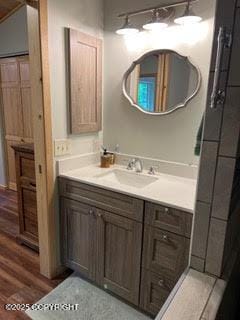 18905 Langille Rd, Cooper Landing, AK 99572 - bathroom with vanity and wood finished floors