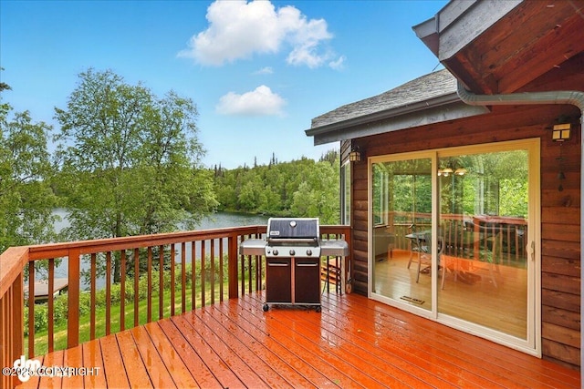 51137 Nanook Cir, Nikiski/North Kenai, AK 99611 - wooden terrace with a grill and a water view