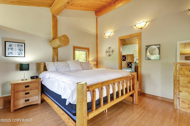 3108 Misty Mountain Rd, Eagle River, AK 99577 - bedroom featuring wooden ceiling and light wood-style flooring