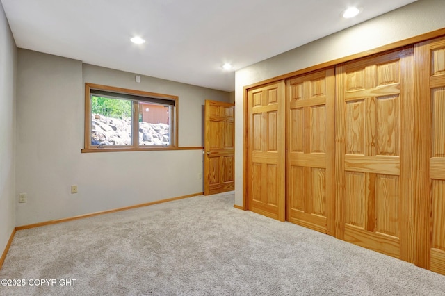 3108 Misty Mountain Rd, Eagle River, AK 99577 - unfurnished bedroom with carpet flooring, a closet, and recessed lighting