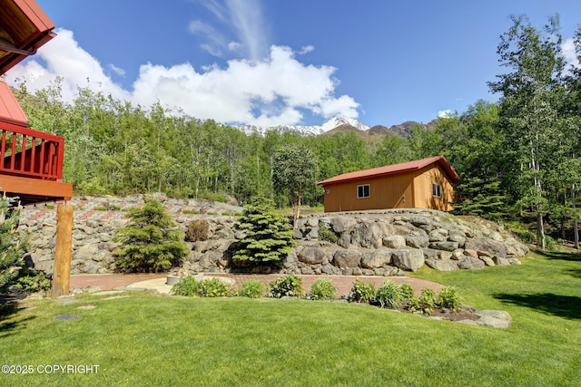 3108 Misty Mountain Rd, Eagle River, AK 99577 - view of green lawn featuring a mountain view and a forest view