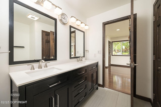 10010 Colville St, Eagle River, AK 99577 - bathroom with double vanity and tile patterned floors