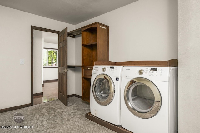 10010 Colville St, Eagle River, AK 99577 - laundry room with washer and dryer and carpet floors