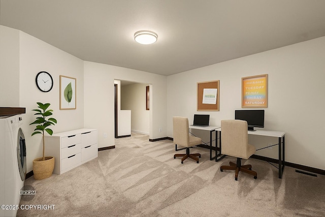 10010 Colville St, Eagle River, AK 99577 - home office featuring light colored carpet and washer / dryer