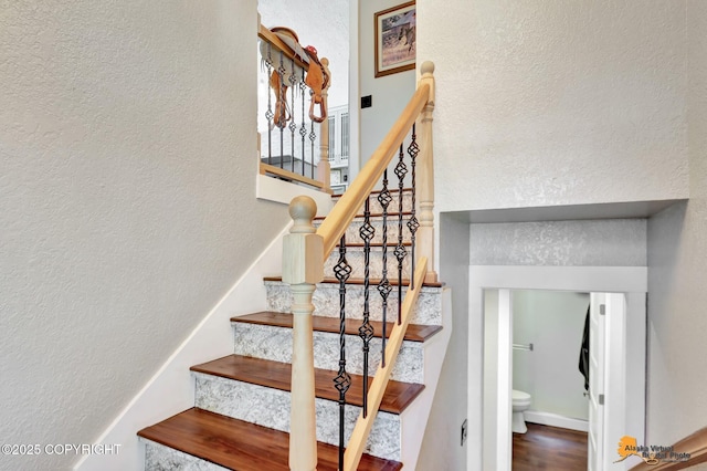 2309 Success Dr, Anchorage, AK 99504 - stairway featuring a textured wall