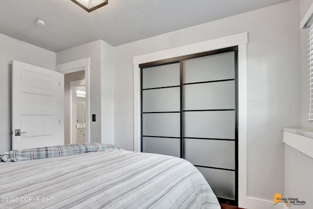 2309 Success Dr, Anchorage, AK 99504 - bedroom with a textured ceiling and a closet