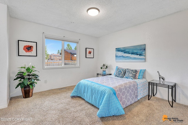 8630 E 17th Ave, Anchorage, AK 99504 - bedroom with a textured ceiling and carpet floors