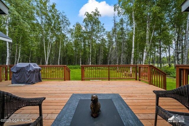 8028 E Yarn Spinner Cir, Palmer, AK 99645 - wooden deck with grilling area