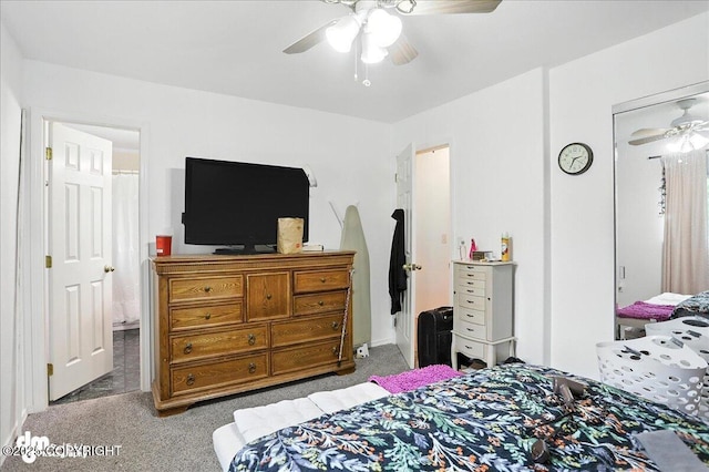 701 N Luke St, Wasilla, AK 99654 - bedroom featuring carpet floors and a ceiling fan