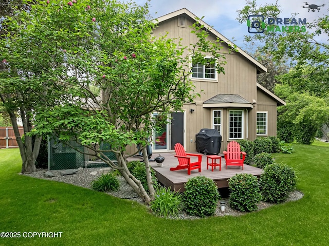 11240 E Equestrian St, Palmer, AK 99645 - rear view of property with a wooden deck
