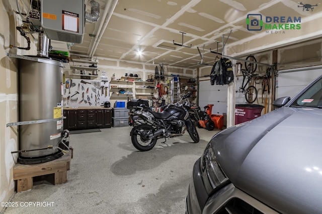 11240 E Equestrian St, Palmer, AK 99645 - garage with water heater, a workshop area, and a heating unit