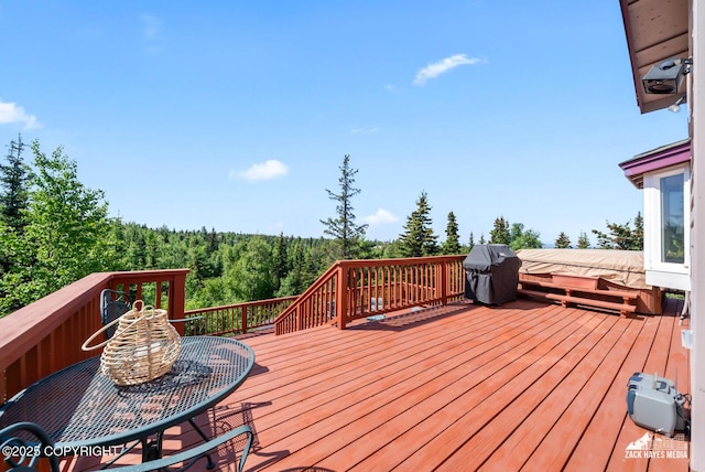 10100 Zermatt Cir, Anchorage, AK 99507 - deck featuring a grill and a forest view