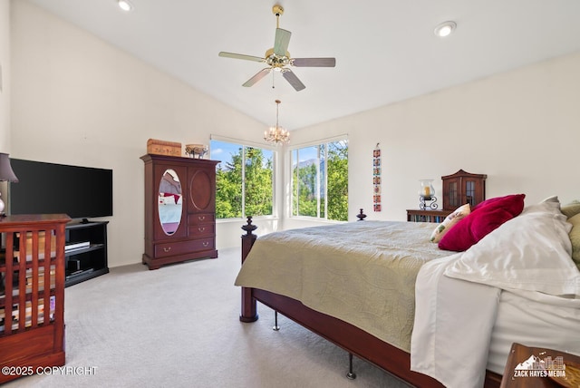 10100 Zermatt Cir, Anchorage, AK 99507 - carpeted bedroom featuring lofted ceiling and recessed lighting