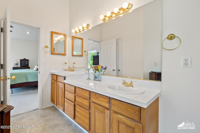 10100 Zermatt Cir, Anchorage, AK 99507 - ensuite bathroom with double vanity and tile patterned flooring