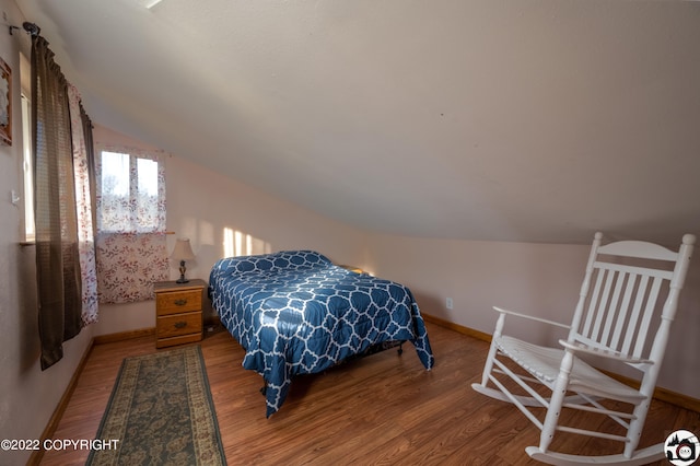 12230 Nautical Ave, Seward, AK 99664 - bedroom with vaulted ceiling and wood finished floors