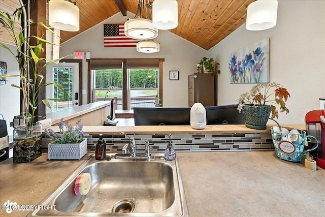 5968 Kenai Spur Highway, Kenai, AK 99611 - kitchen featuring carpet floors and wooden ceiling