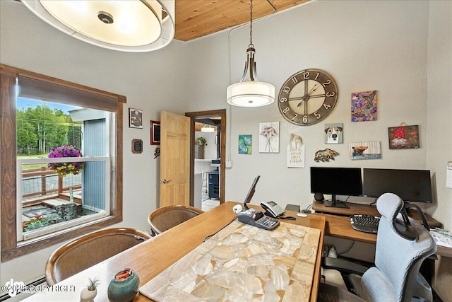 5968 Kenai Spur Highway, Kenai, AK 99611 - dining area with an office area and wooden ceiling