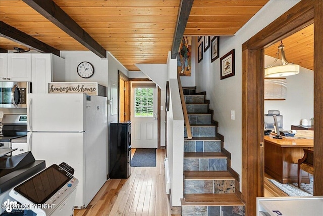 5968 Kenai Spur Highway, Kenai, AK 99611 - stairs with a wooden ceiling with exposed beams and wood-type flooring