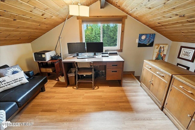 5968 Kenai Spur Highway, Kenai, AK 99611 - office space with light wood-type flooring, wooden ceiling, and vaulted ceiling